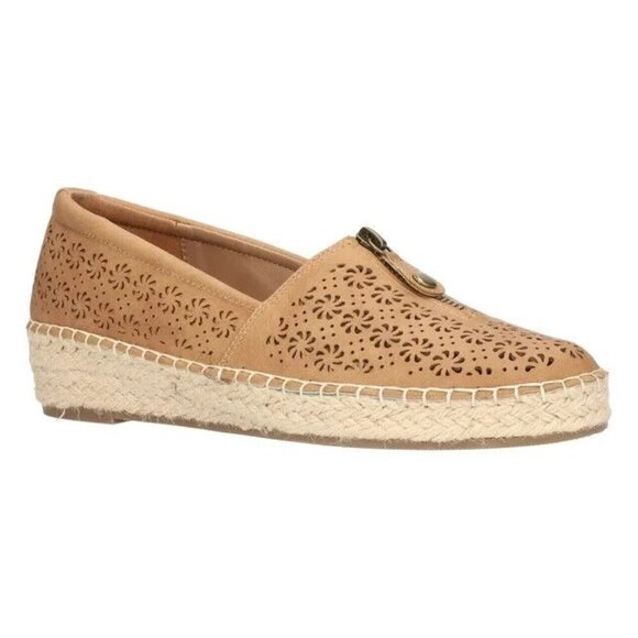 Easy Street Women's Tan Rope Wedge Closed Toe Zip Shoes Zenon 5.5 M NEW - Picture 1 of 11